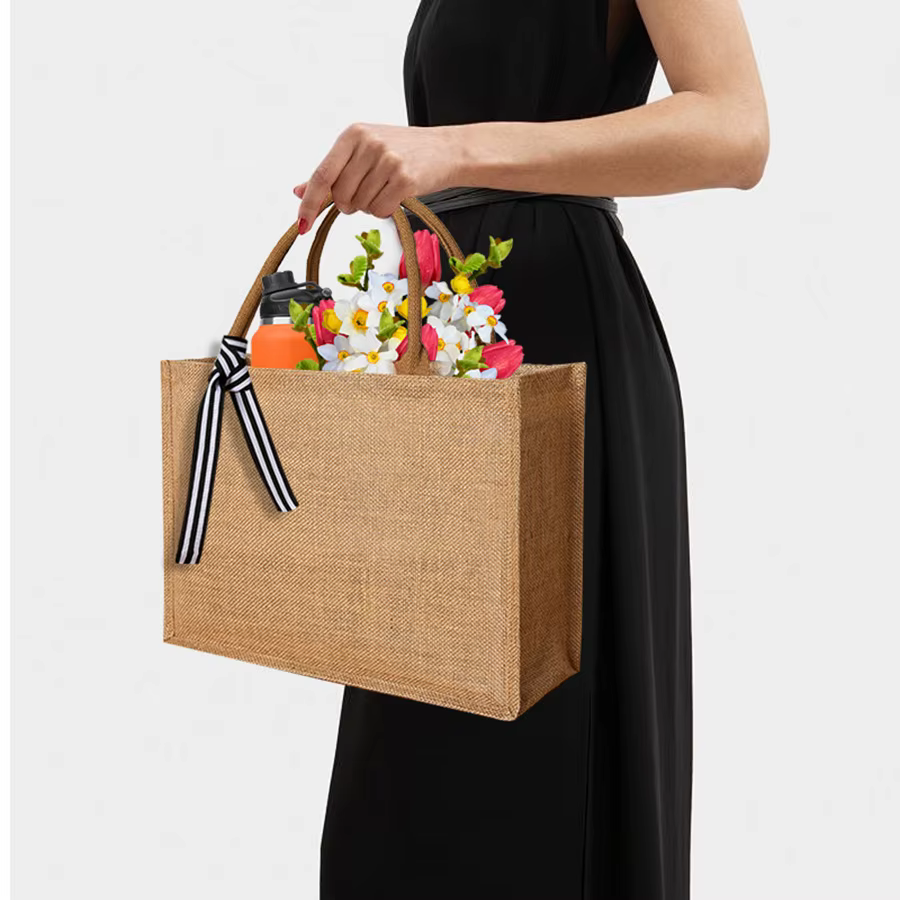 Nouveau sac fourre-tout en lin grande capacité sac