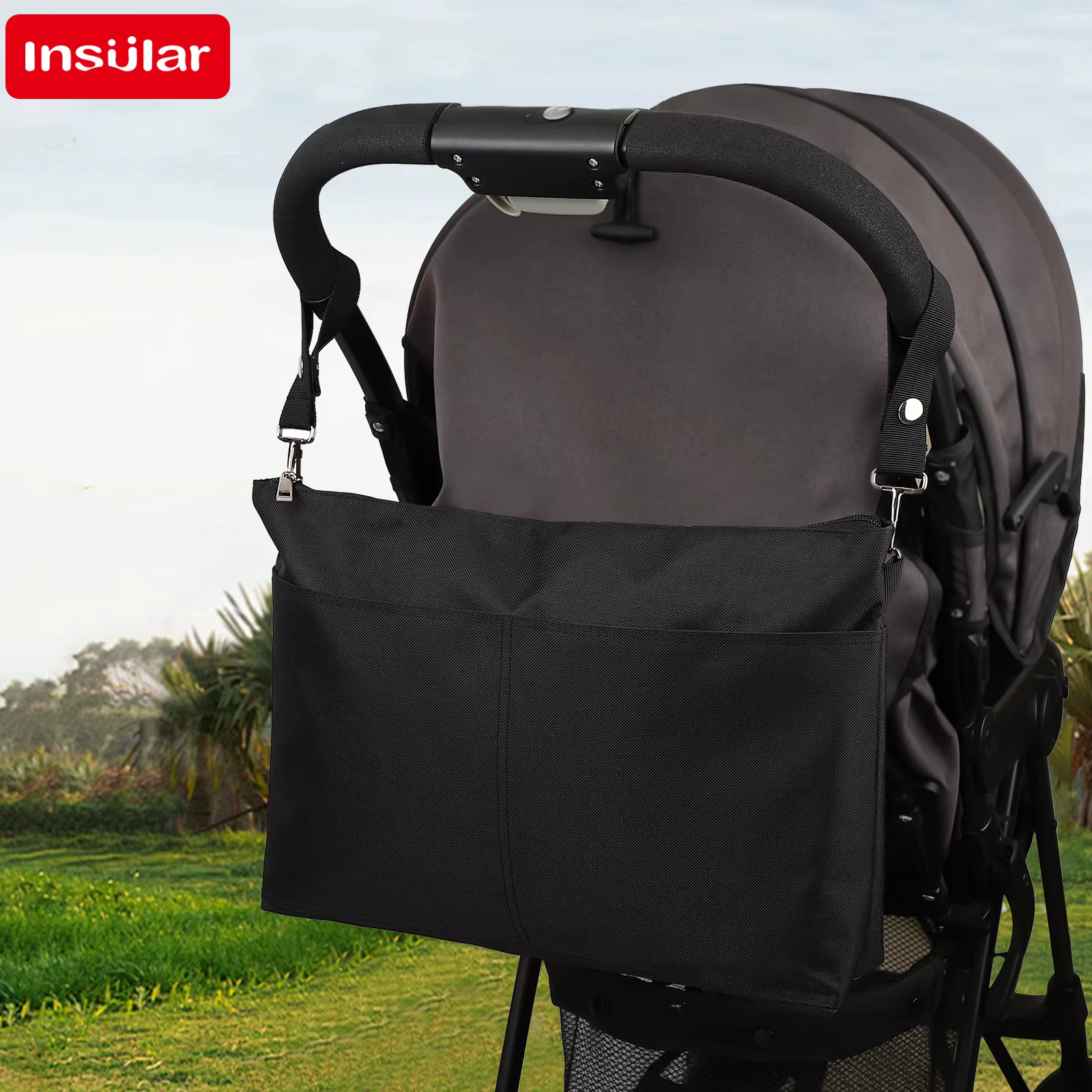 Sac à bandoulière noir grande capacité imperméable pour maman