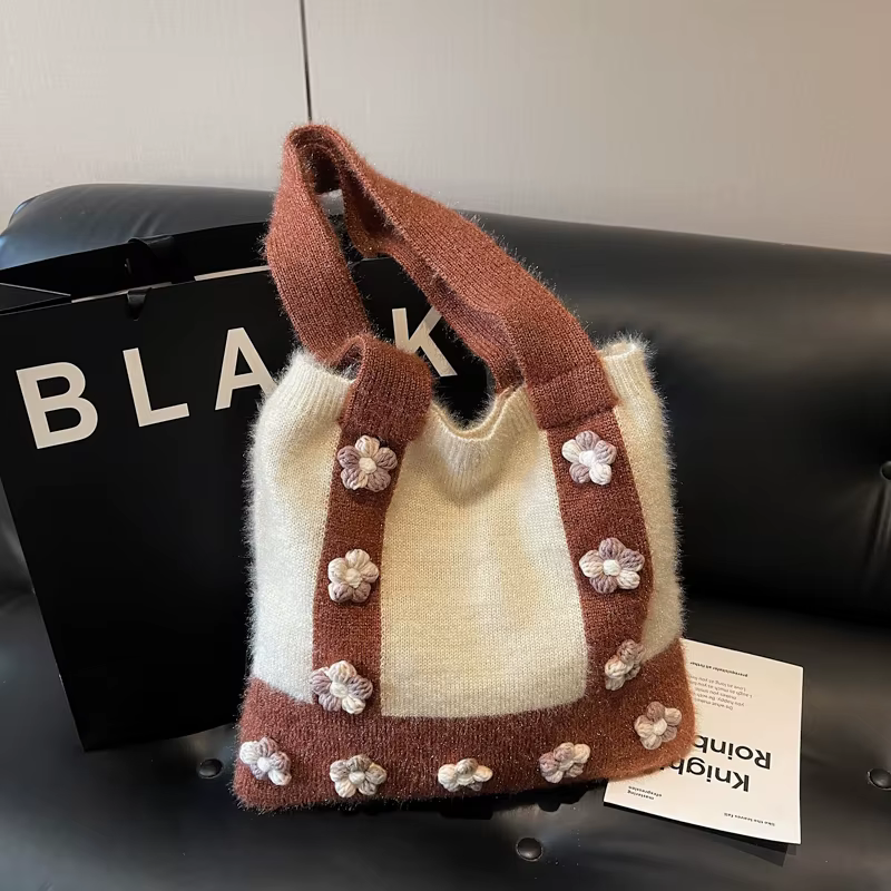 Sac tricoté de grande capacité pour femmes