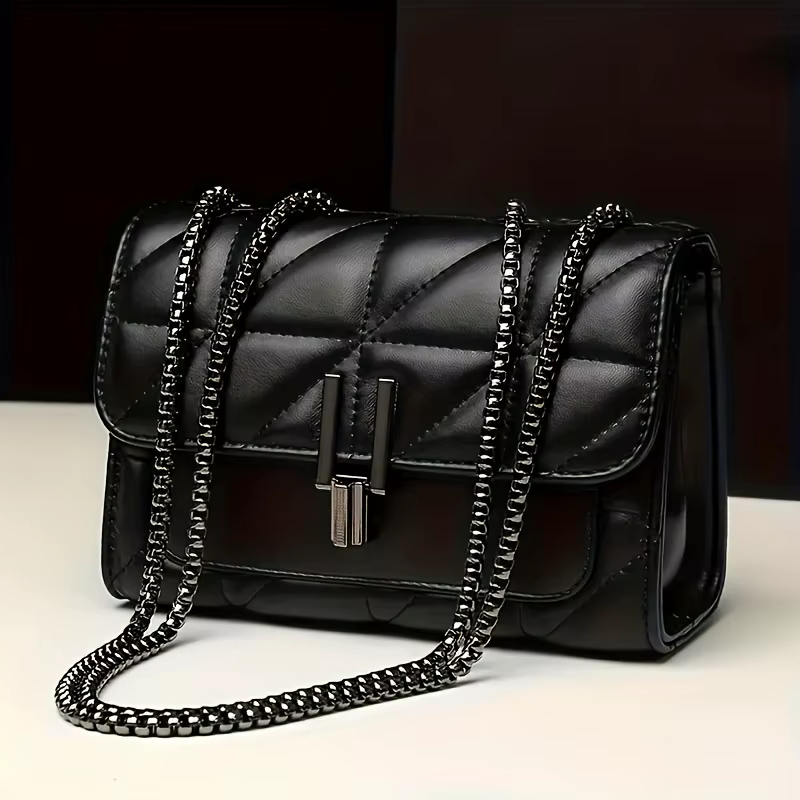 Mini sac à bandoulière en Tartan noir élégant