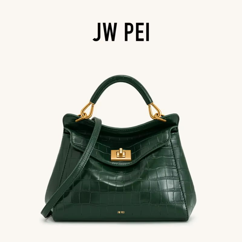 Sac à main JW PEI Lucia en cuir végétalien motif crocodile de luxe avec fermoir rotatif pour femme