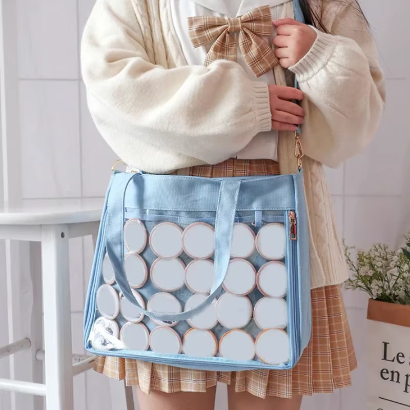 Sac à main japonais transparent pour femmes, grand sac Ita noir avec insert, sacs à main Kawaii pour filles, sacs à main à double sangles