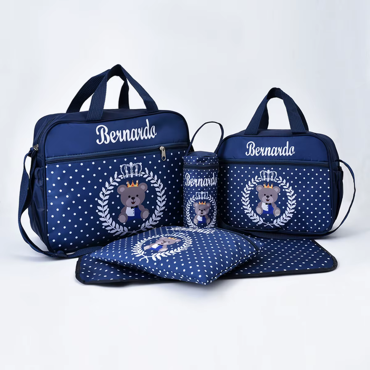 Sac maman cinq pièces sac mode imprimé ours multifonctionnel grande capacité une épaule bandoulière maternel bébé sac sac à couches