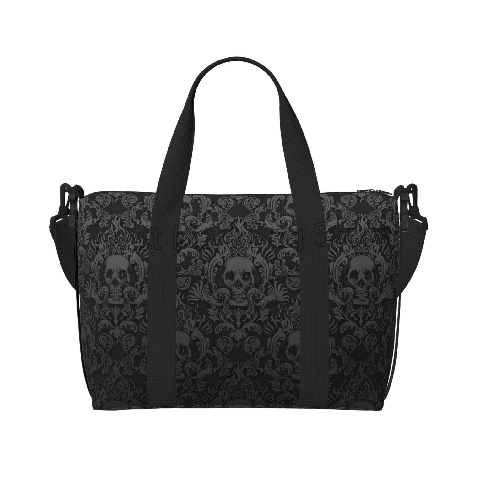 Sac de voyage gothique noir imprimé damassé