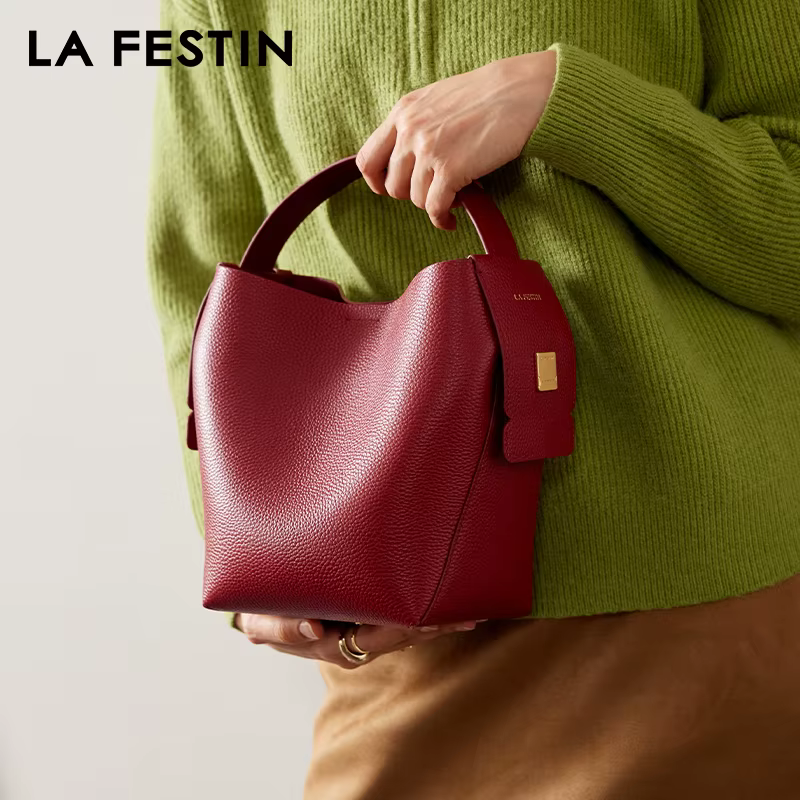 LA FESTIN marque originale en cuir véritable dames sac à main épaule sac à bandoulière Portable sac seau femme sacs femmes sac