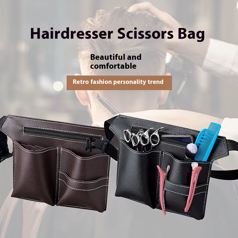 1PC coiffeur ciseaux sac Salon barbier PU cuir taille pochette avec ceinture