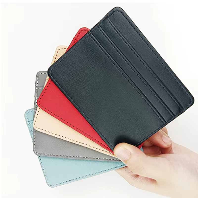 1Pc Pu Leather ID Card Holder Candy Color Bank Credit
