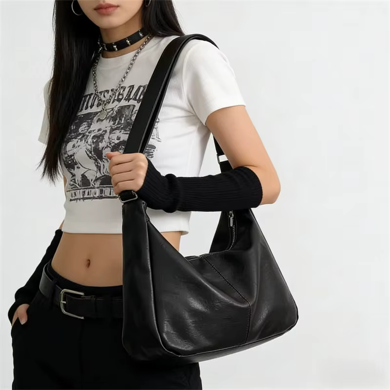 Sacs fourre-tout tendance en cuir PU souple pour femmes – Grands