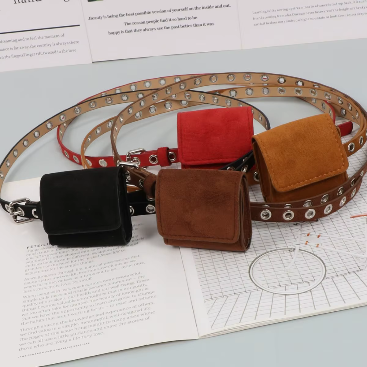 2026 Mini sacs banane pour filles en cuir PU suédé
