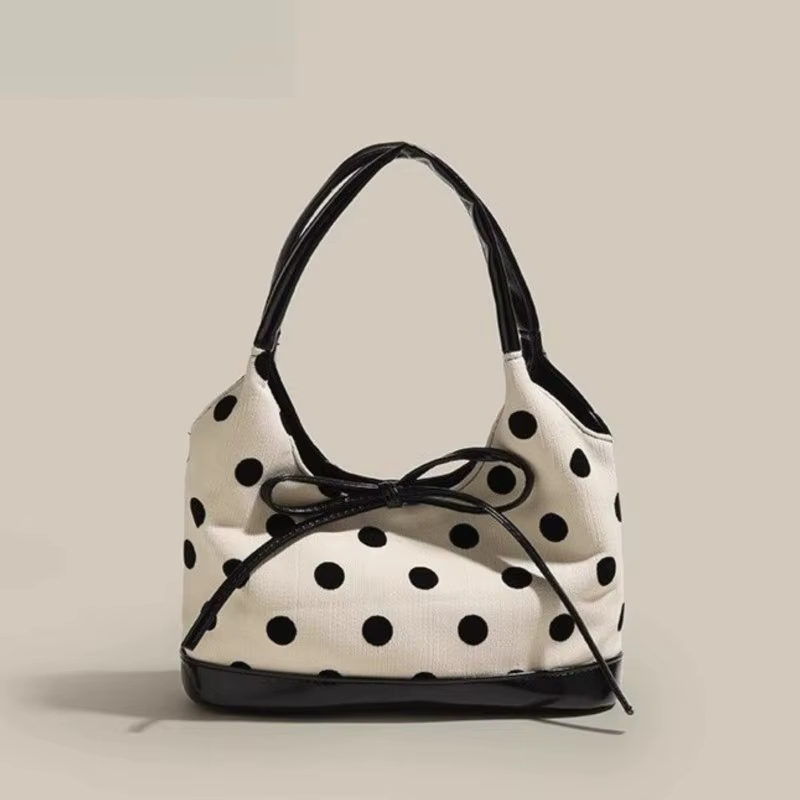 JIAERDI rétro point rouge sac à main femmes polyvalent arc grande capacité décontracté sacs à bandoulière dames doux mignon sous les bras sac esthétique