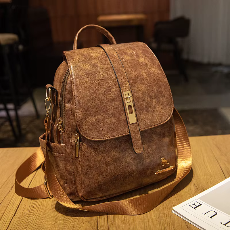 Sac à dos de voyage vintage en cuir souple pour femmes