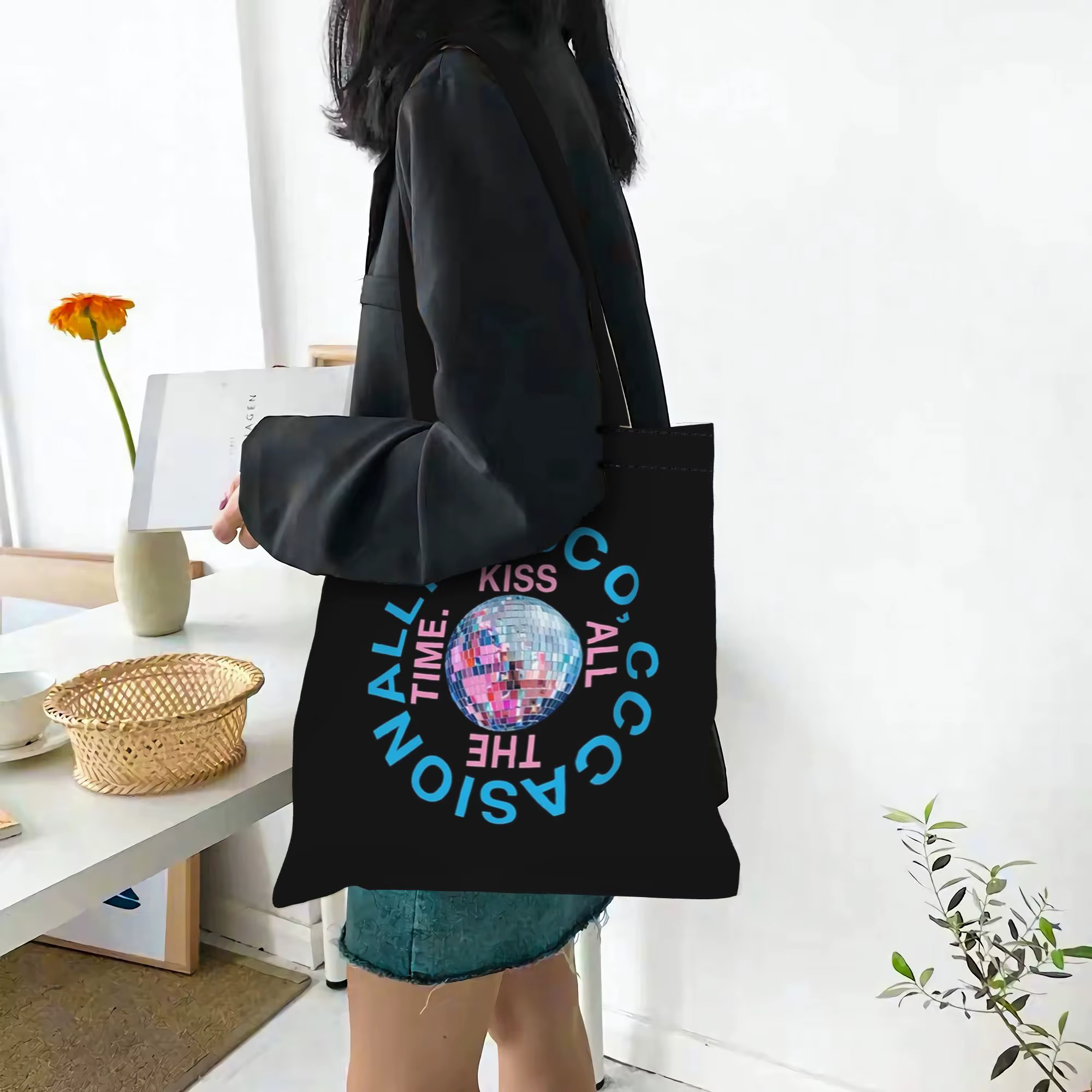 Sac fourre-tout en toile ita bag grande capacité style Harry Kiss All The Time Disco occasionnel