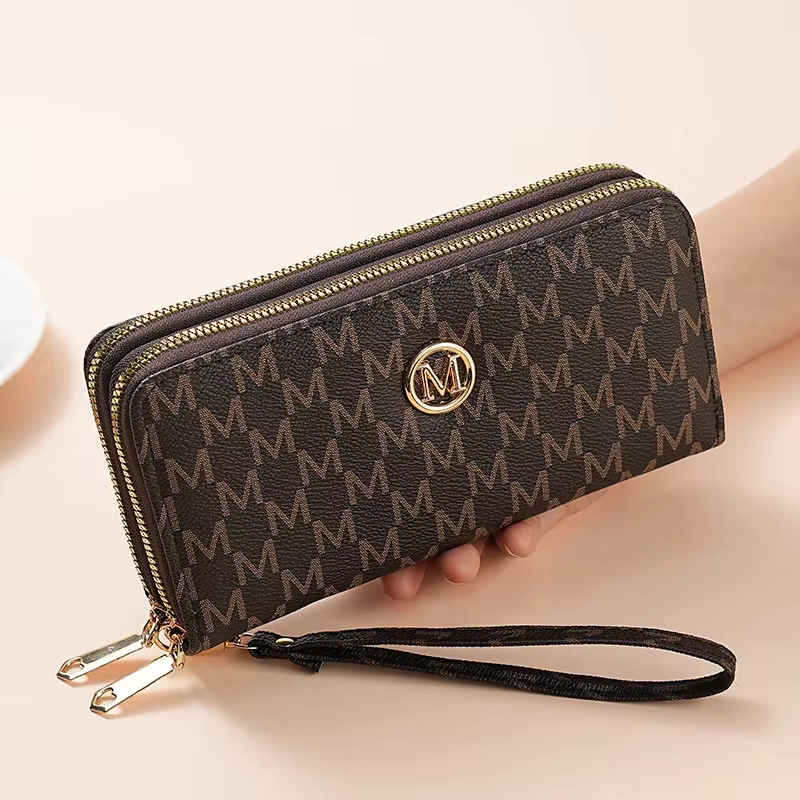 Portefeuille long à double fermeture éclair pour femmes