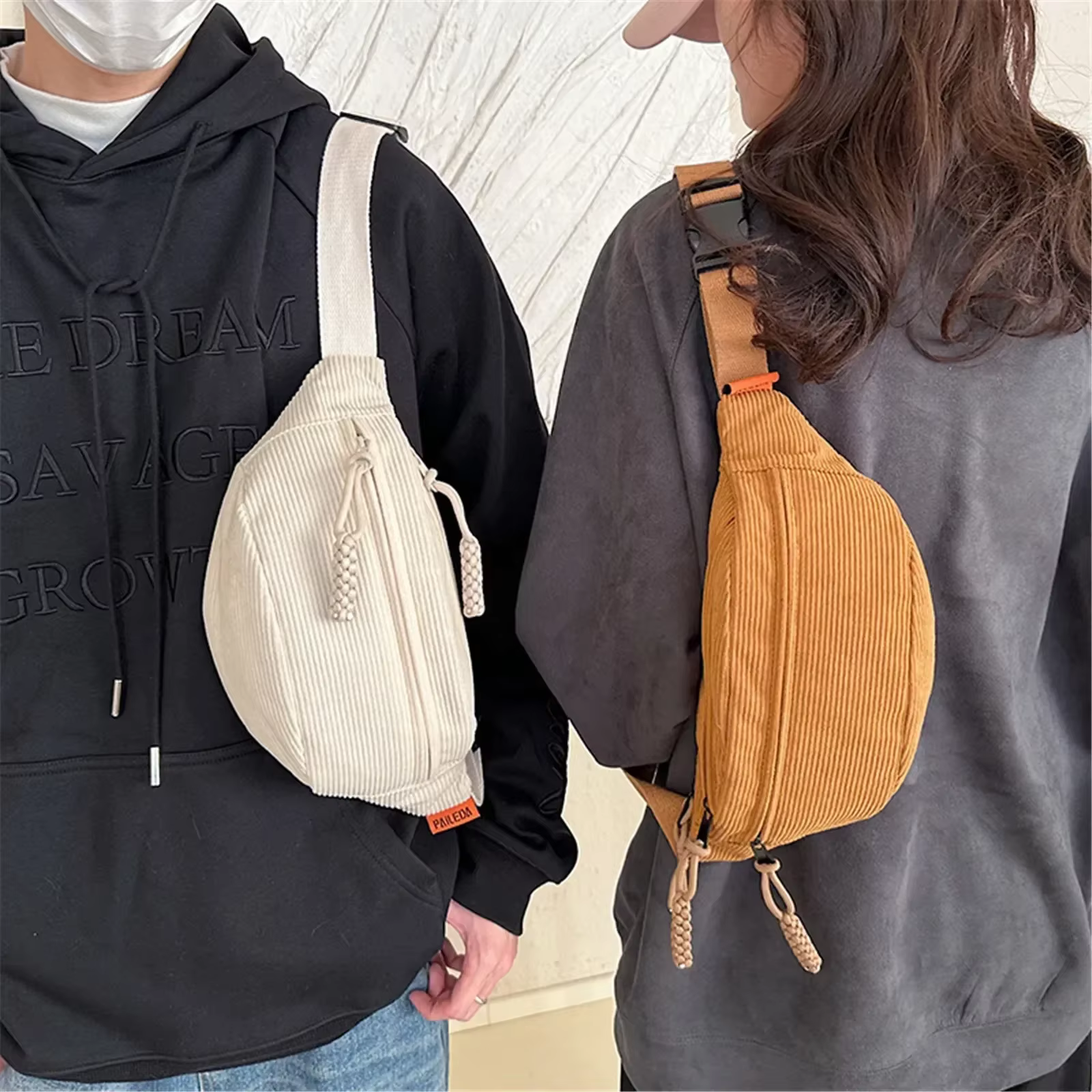 2024 mode Fanny Pack décontracté velours côtelé ceinture sacs pour femmes femme banane taille sac hanche sac à main épaule bandoulière poitrine sac poche
