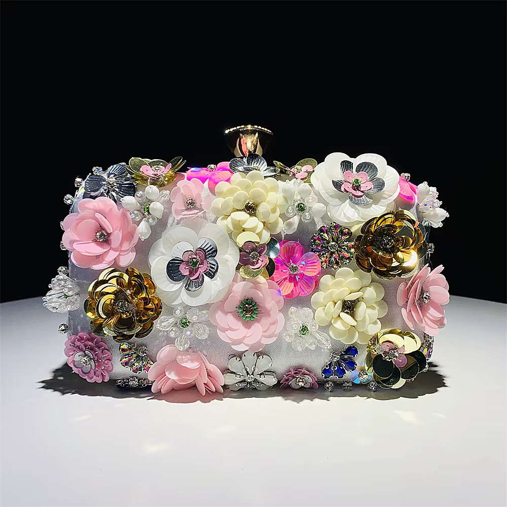 Sacs de soirée de luxe à fleurs ornées