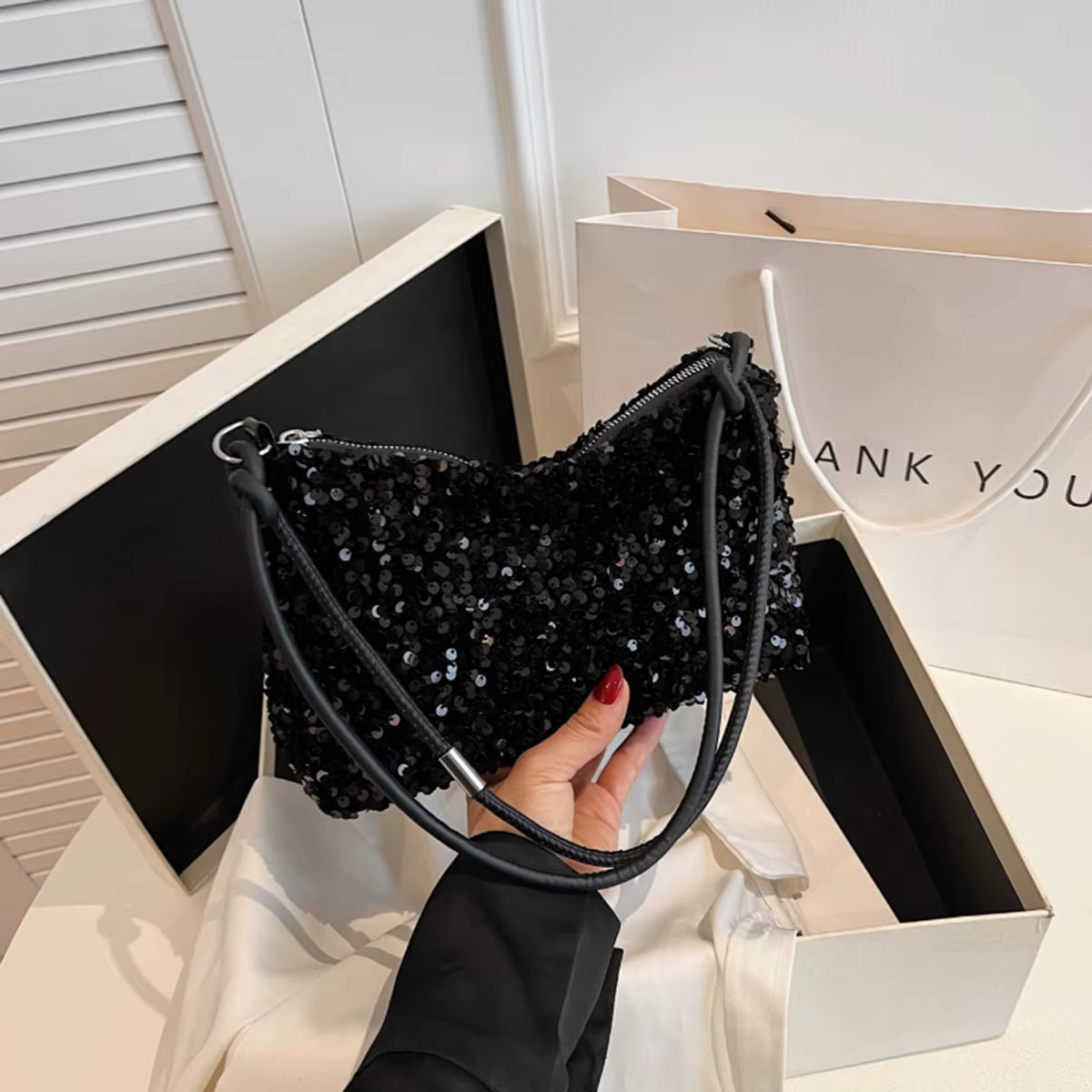 Sac à bandoulière noir Spice Glitter