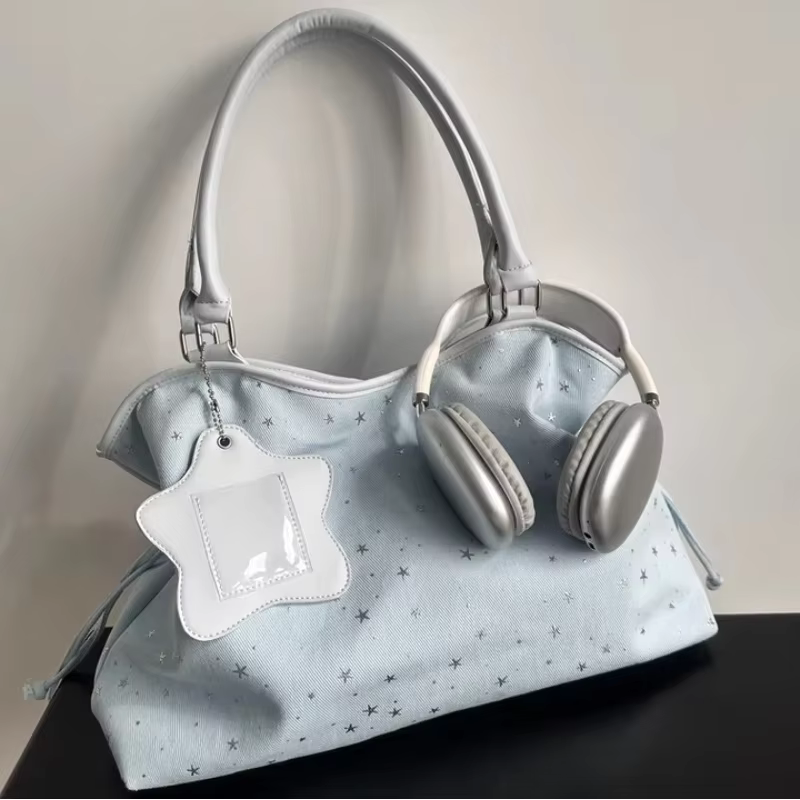 Sac à bandoulière en daim à pois pour femmes