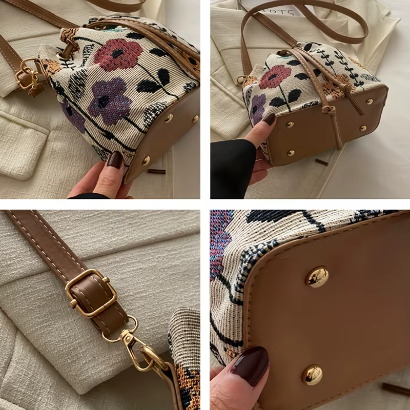 Sac seau à motif floral papillon