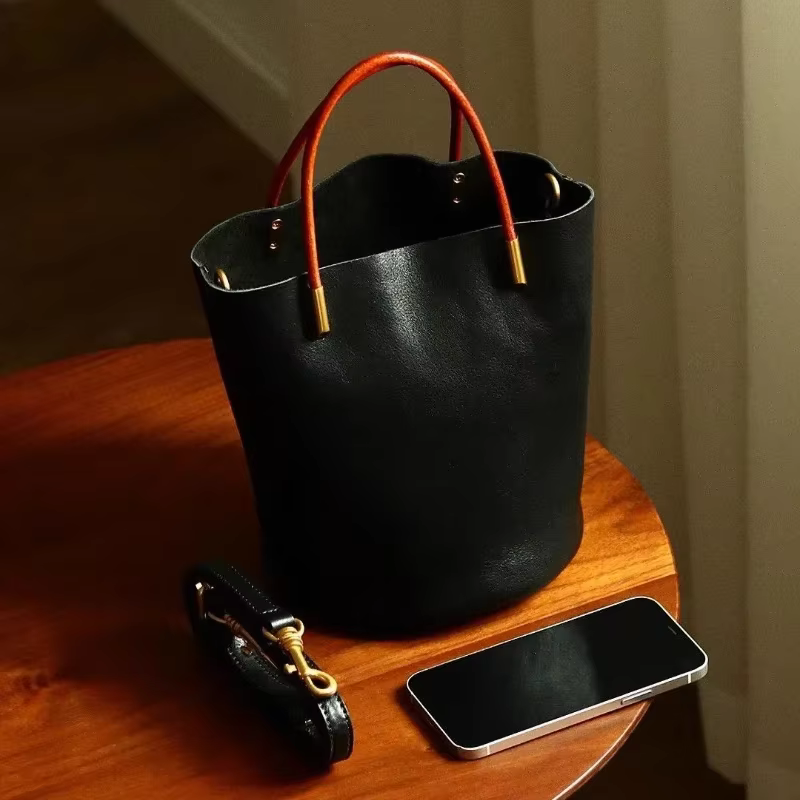 Sac seau vert japonais tendance en cuir PU