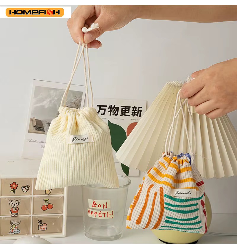 Sac à cordon en velours côtelé HOMEFISH, cadeau de Noël, bonbons, bijoux, cosmétiques, pièces de monnaie, clés, organisateur, sacs d'emballage, sac de rangement, pochette