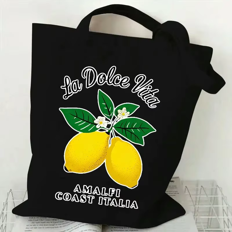 Sac fourre-tout en toile La Dolce Vita au citron
