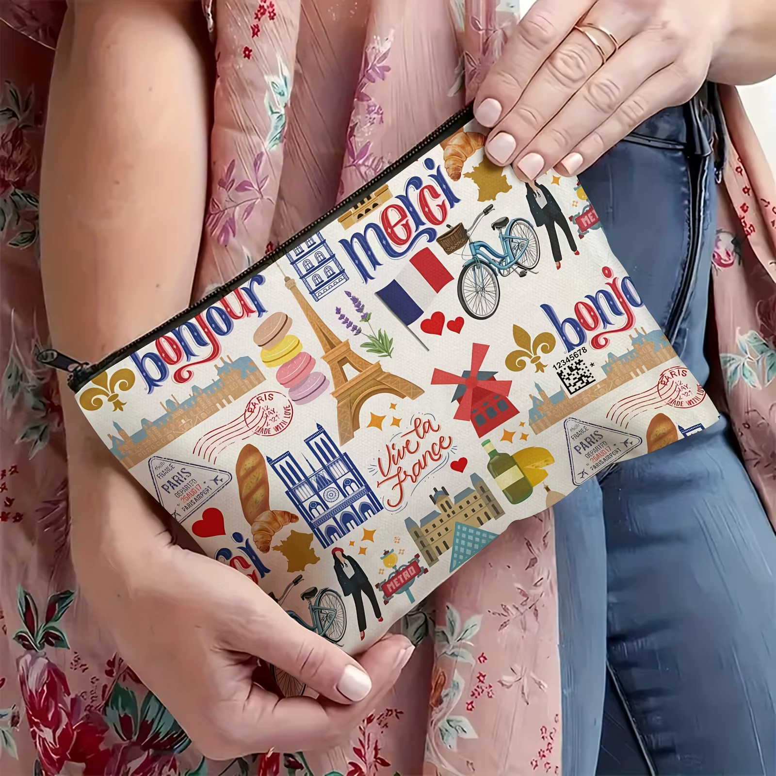 Un sac de maquillage Paris - Pochette multifonctionnelle à fermeture éclair