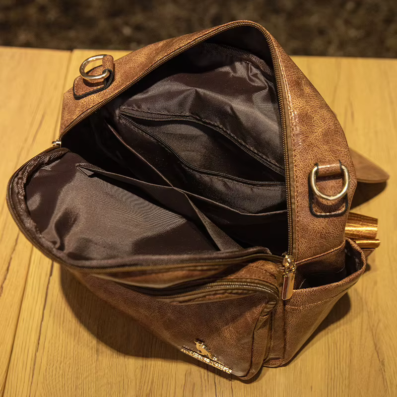 Sac à dos de voyage vintage en cuir souple pour femmes