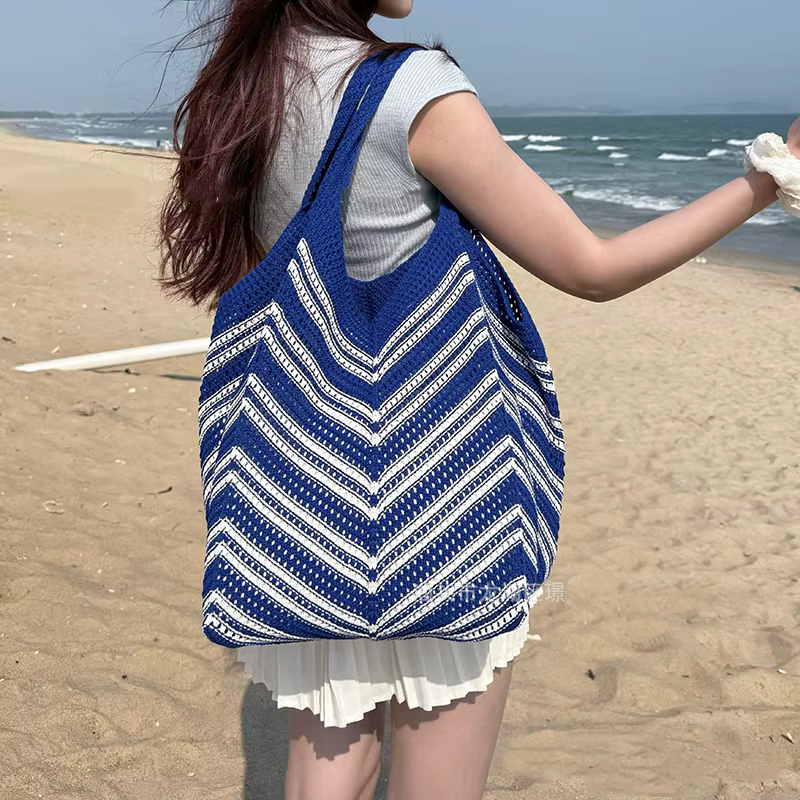 Sac à bandoulière en tricot esthétique
