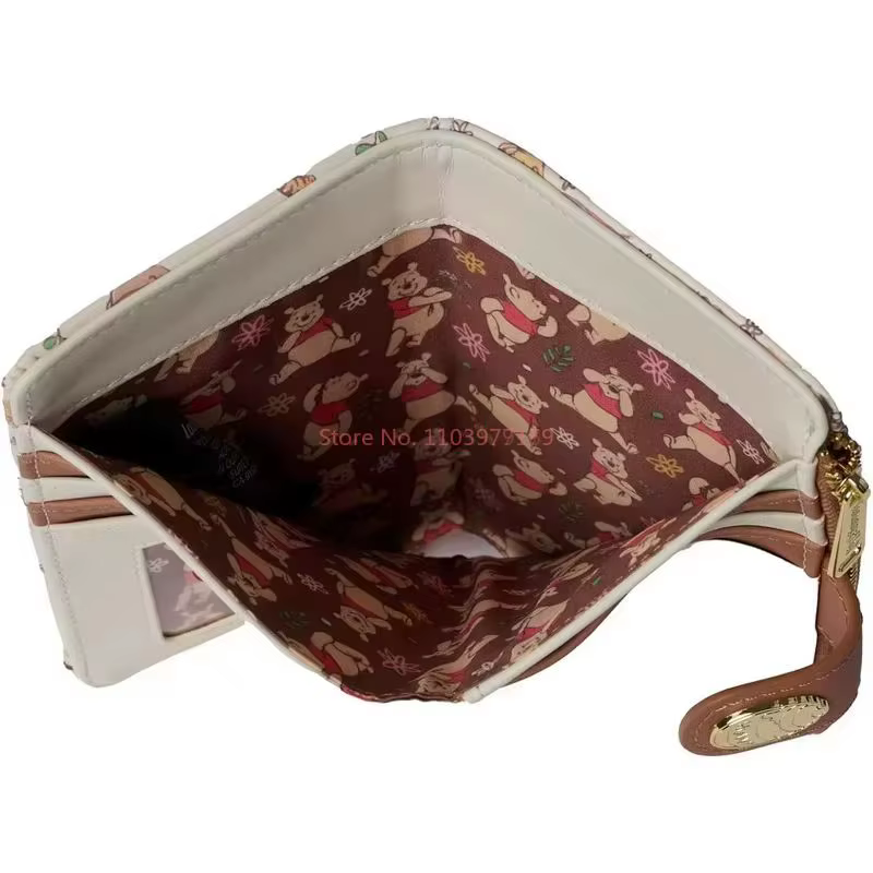 Loungefly Winnie l'ourson portefeuille pour femmes mignon petit sac à main en cuir court sac de carte bancaire avec dessin animé ourson conception cadeaux