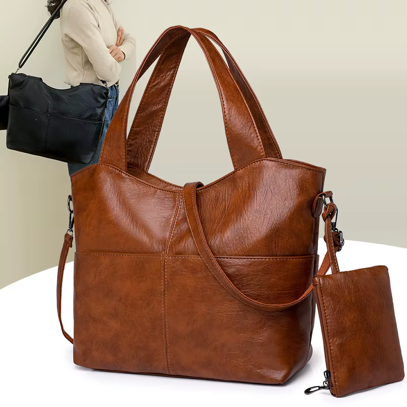 Sac fourre-tout en cuir souple grande capacité
