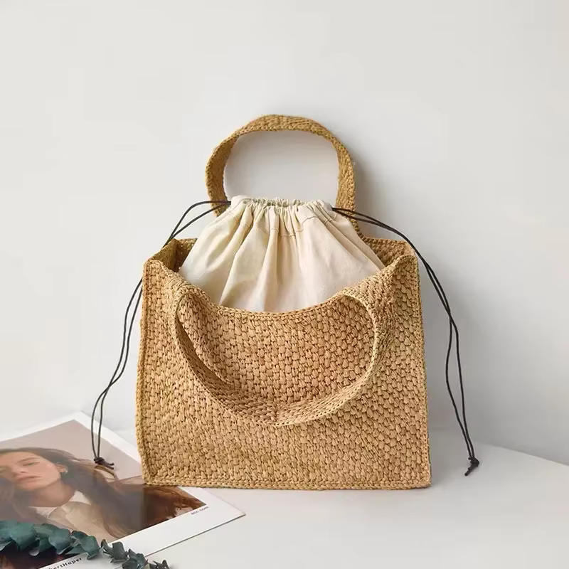 Été raphia paille femmes vacances tissé plage sac à bandoulière capacité Simple sac à main classique simplicité luxe concepteur sac fourre-tout