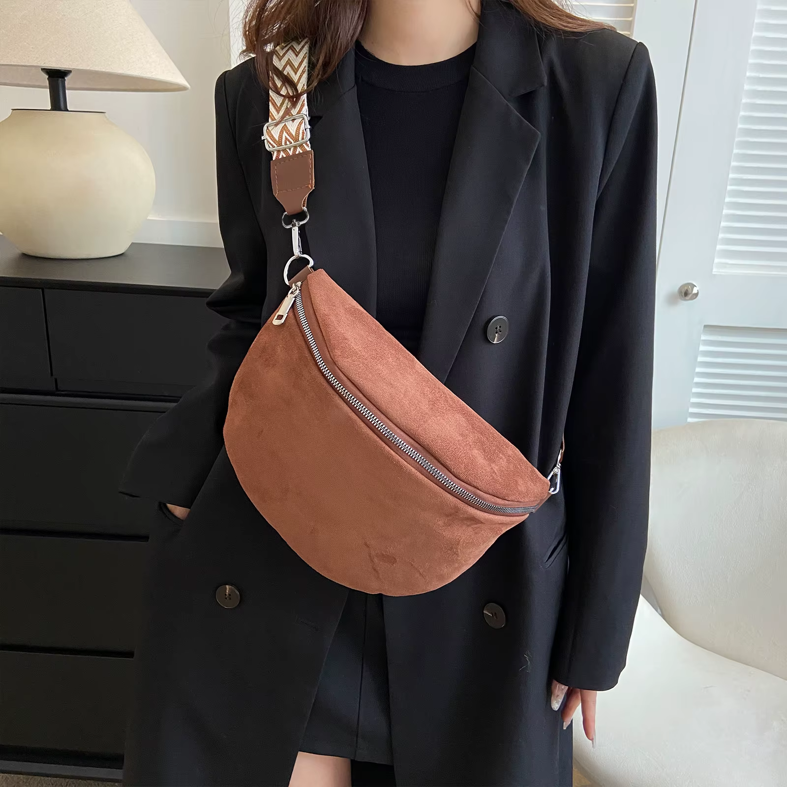Sac banane en cuir PU pour femme