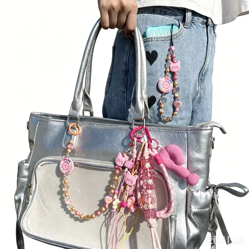En stock : Charm de sac en corde tressée fait main Bte