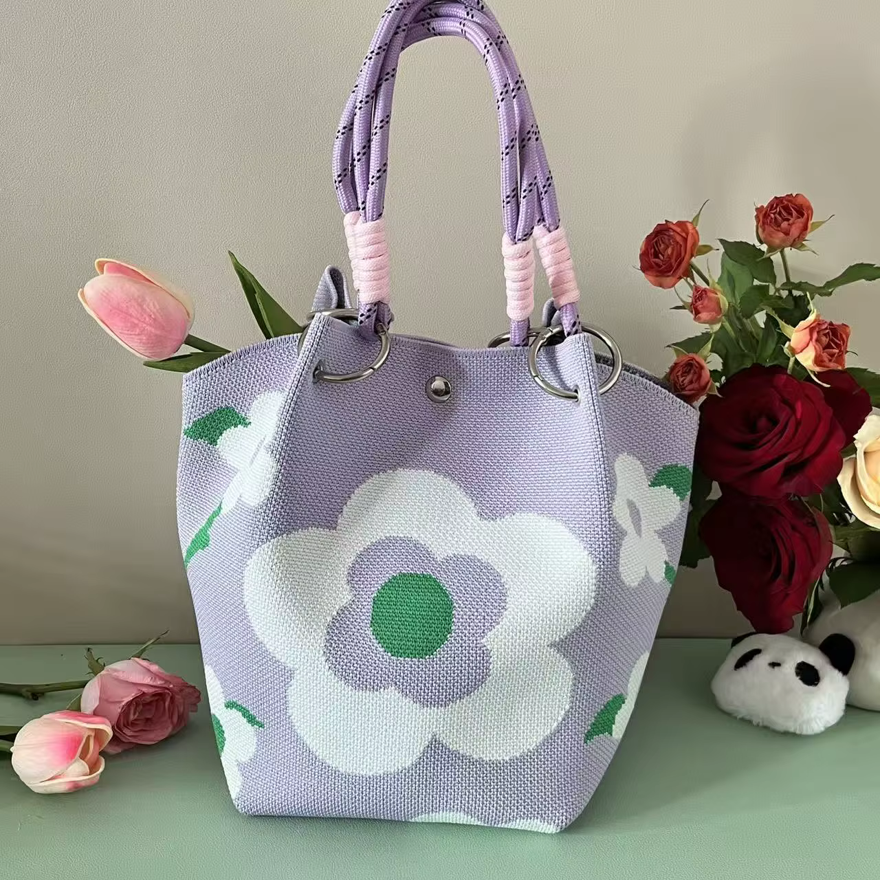 Sac à main tricoté rouge