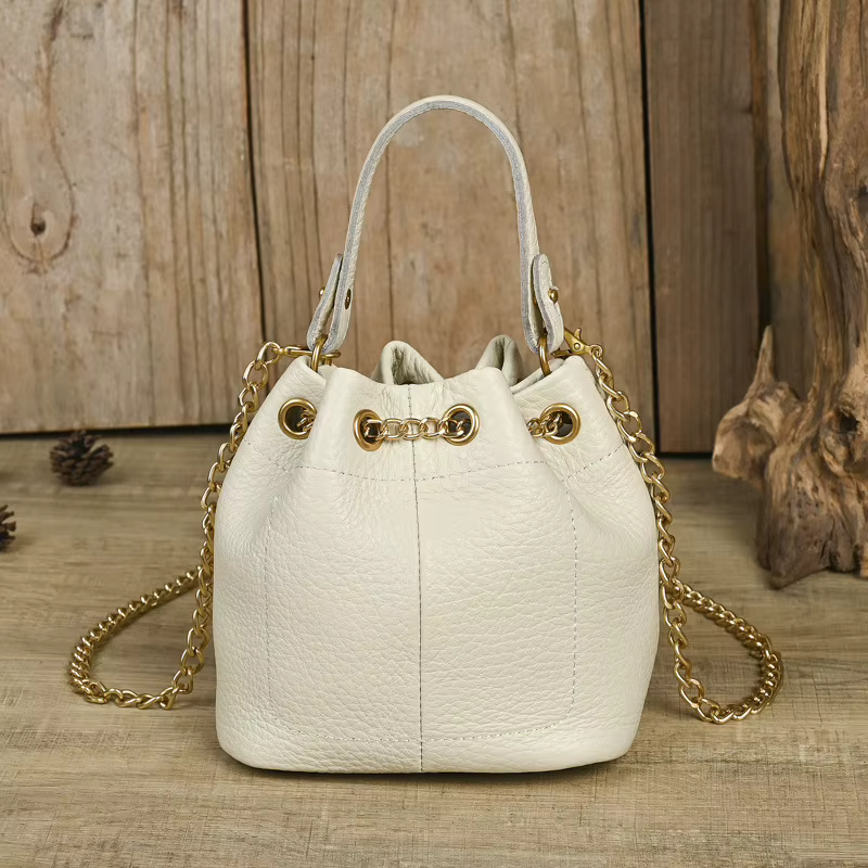Sac LD-Soft en cuir polyvalent pour toutes saisons, doux et féminin. Sac à main en peau de vache à couche supérieure, sac seau à bandoulière unique