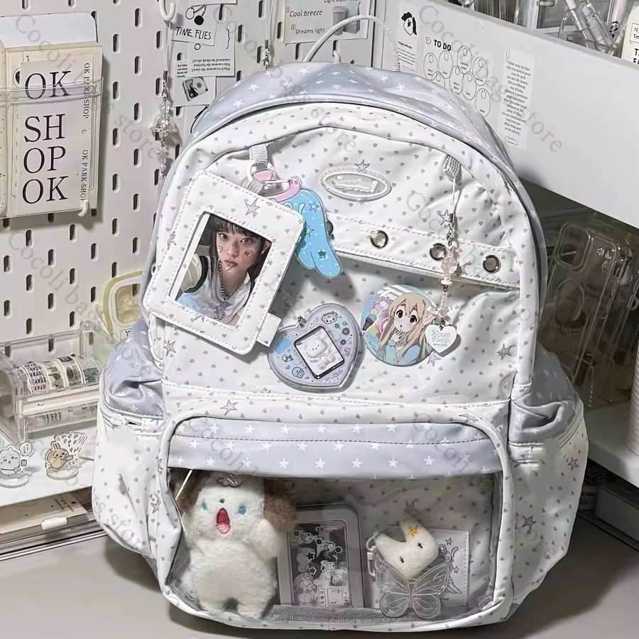 Kawaii sac à dos Ita sac imprimé sac d'école pour fille sacs à dos femme Itabag avec poche transparente sac