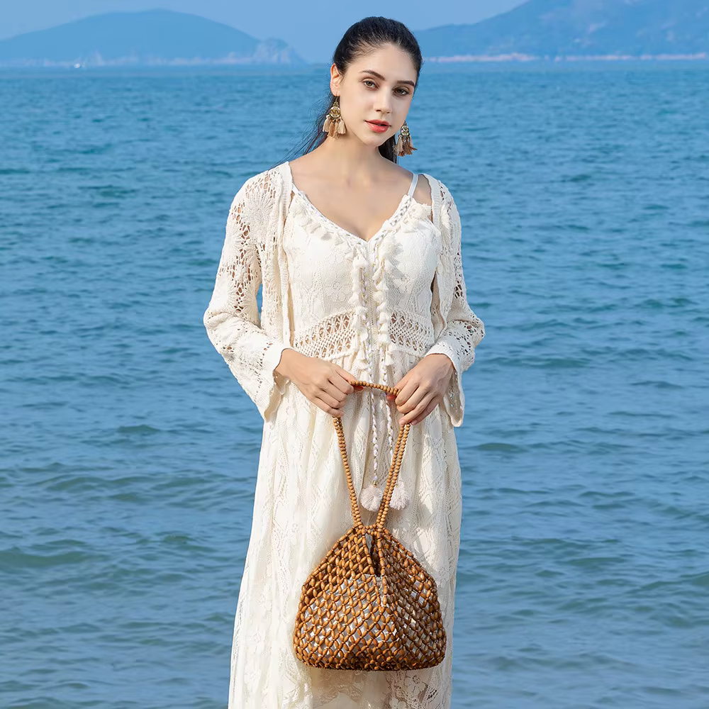 Sac à main tissé à la main avec perles pour femmes