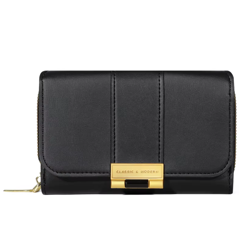 Sac à main en cuir PU avec fermeture éclair pour femme