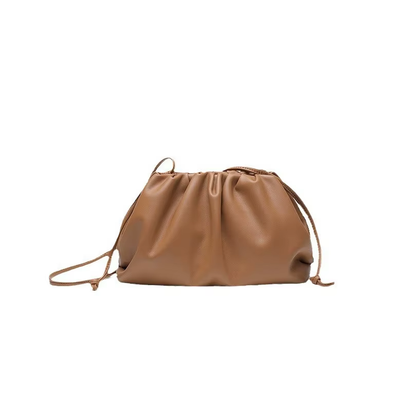 Sac nuage froncé bordeaux chic pour femme, sac à bandoulière type dumpling
