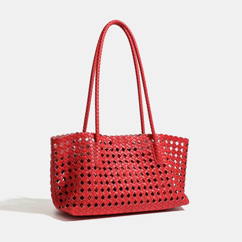 Sac fourre-tout tissé vert citron avec pochette