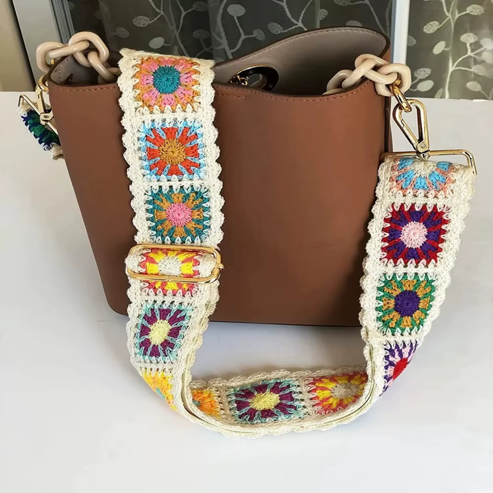 Nouvelle mode Crochet fleur sac sangle large réglable sac à bandoulière