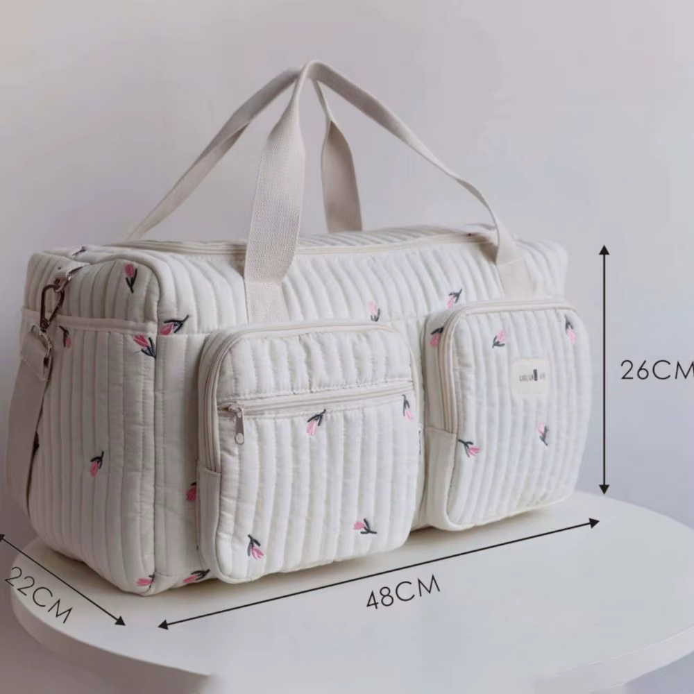 Petit ours sac à couches brodé grande capacité léger sac fourre-tout à langer loisirs avec bandoulière sac de maman