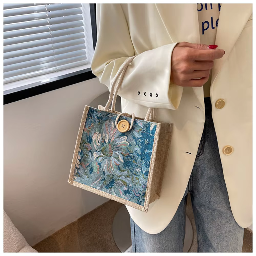 Sac à main en lin vintage pour femme