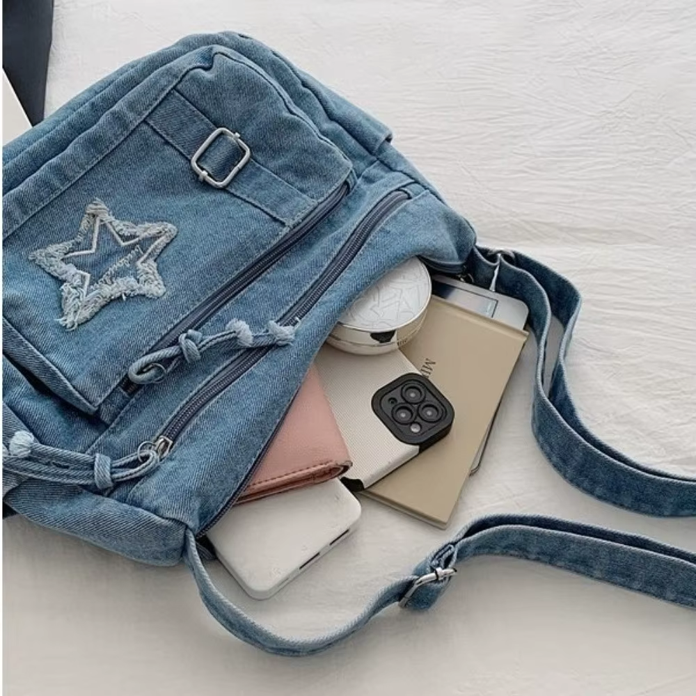 Sac à bandoulière en jean durable avec sangle réglable