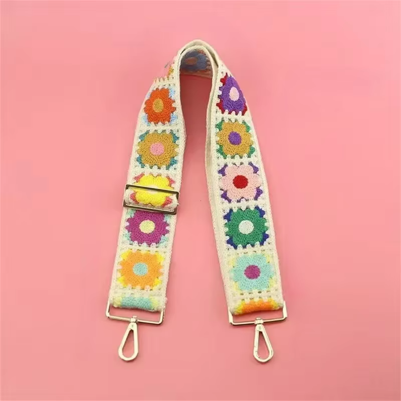 1PC mode réglable Crochet fleur bandoulière pour sacs à main bricolage tricoté sac accessoires ethnique broderie sac
