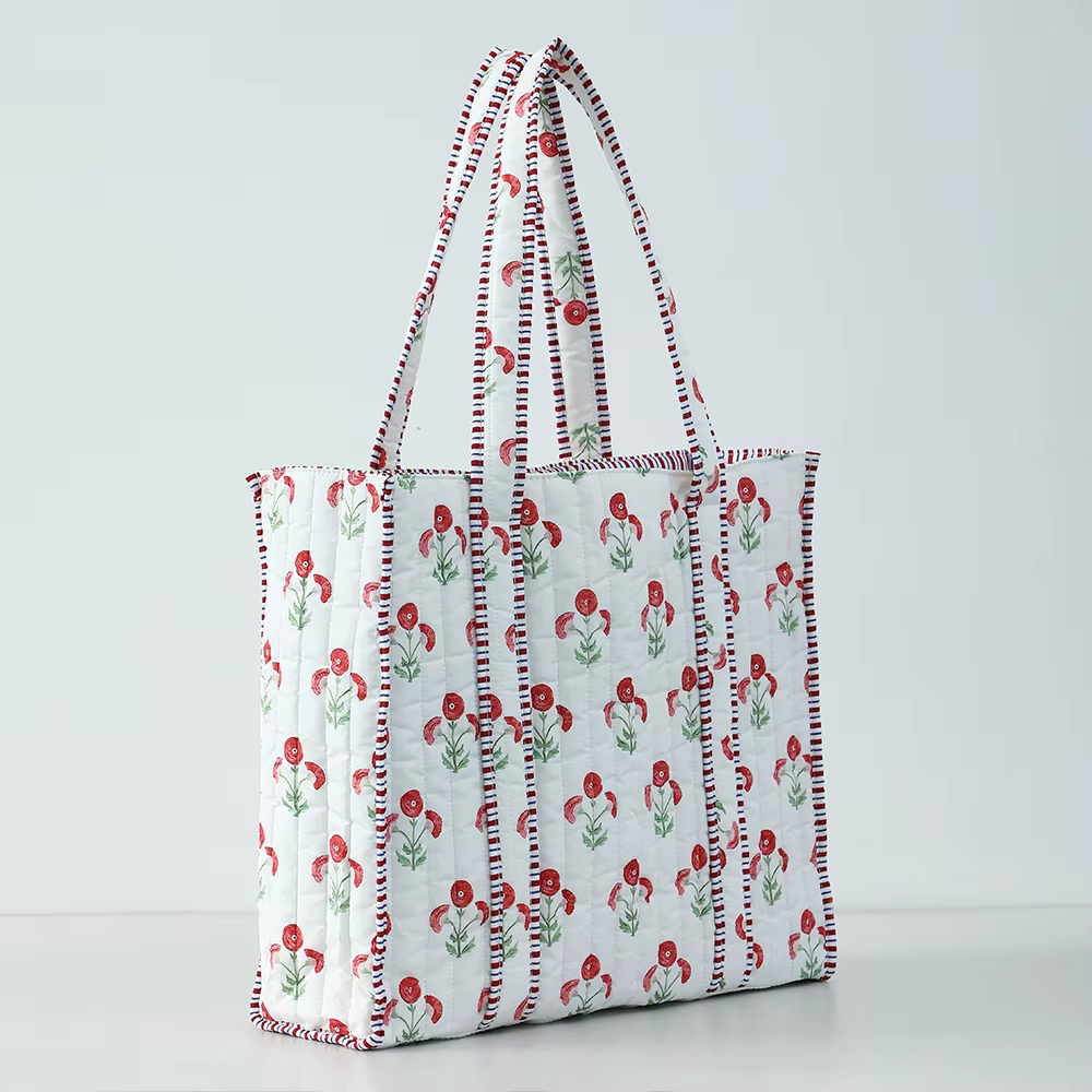 Sac fourre-tout matelassé à fleurs pour femmes
