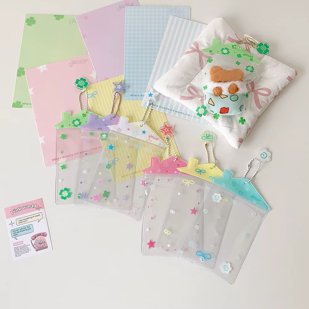 Sac de dessin animé pendentif porte-carte INS Transparent petite maison en forme de poupée sac de rangement sacs à