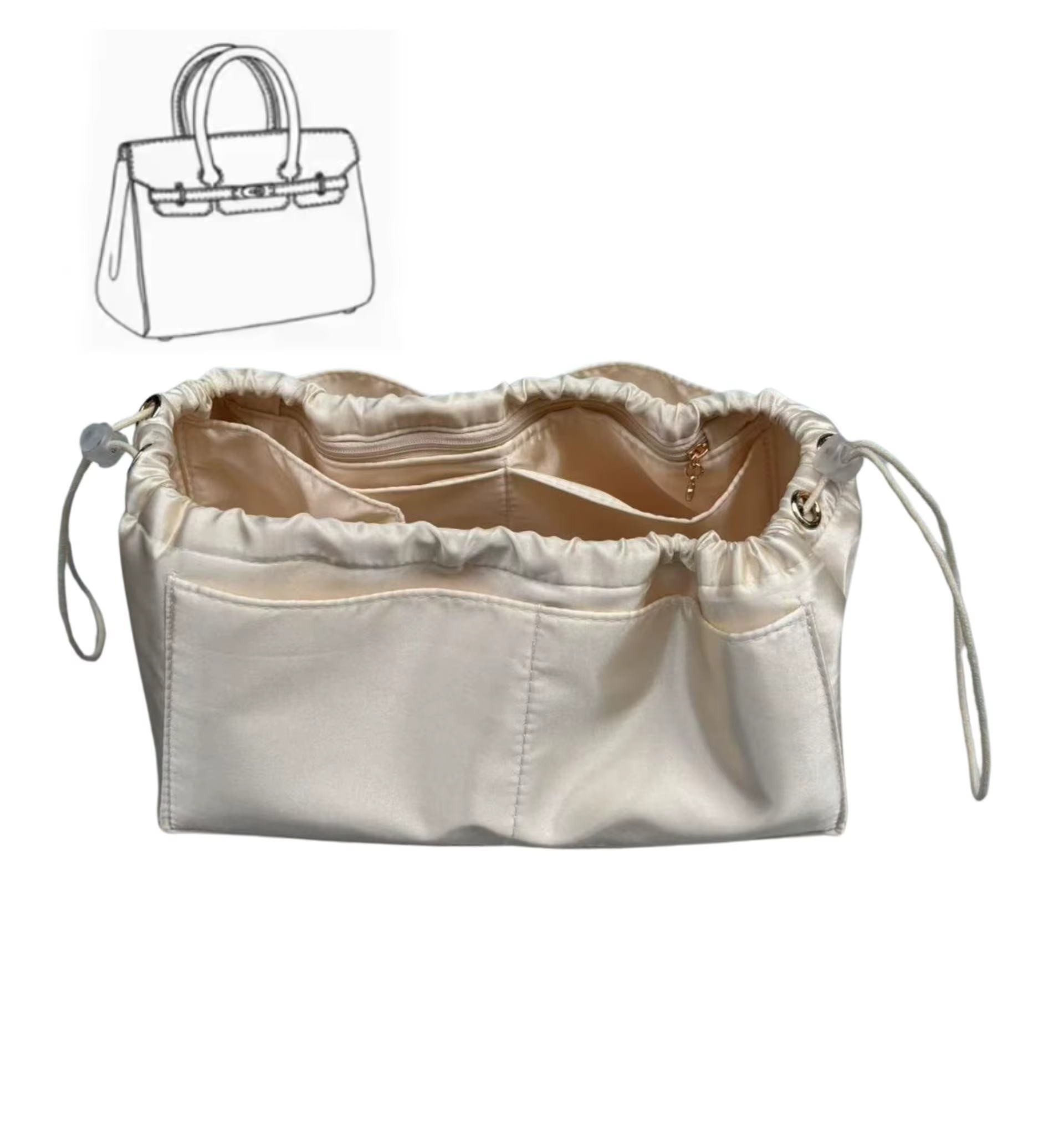 Organisateur de sac à main soyeux lisse