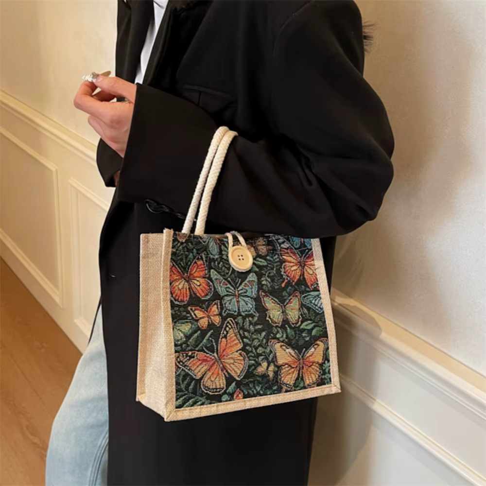 Sac en toile imprimé papillon