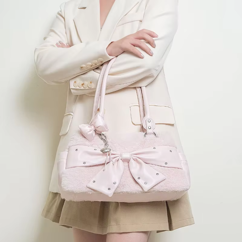 Sac à main à nœud rose mignon pour femmes
